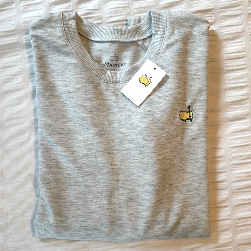 Masters Light Gray Crewneck Sweater with Yellow Embroidered Logo